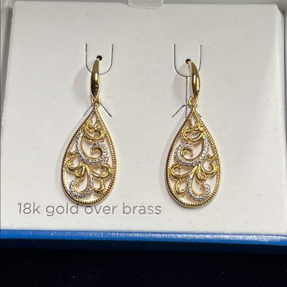 Classic Treasures Jewelry - CLASSIC TREASURES NWT Prom Evening Diamond Accent 18K Gold Over Brass Earrings